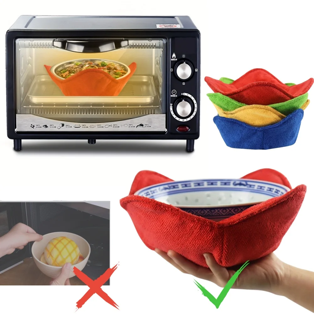 Microwave Bowl Cozy Holders for Hot Food Solid Color Hot Pads Food Warmer Multipurpose Heat Proof Plate Holder Kitchen Supplies