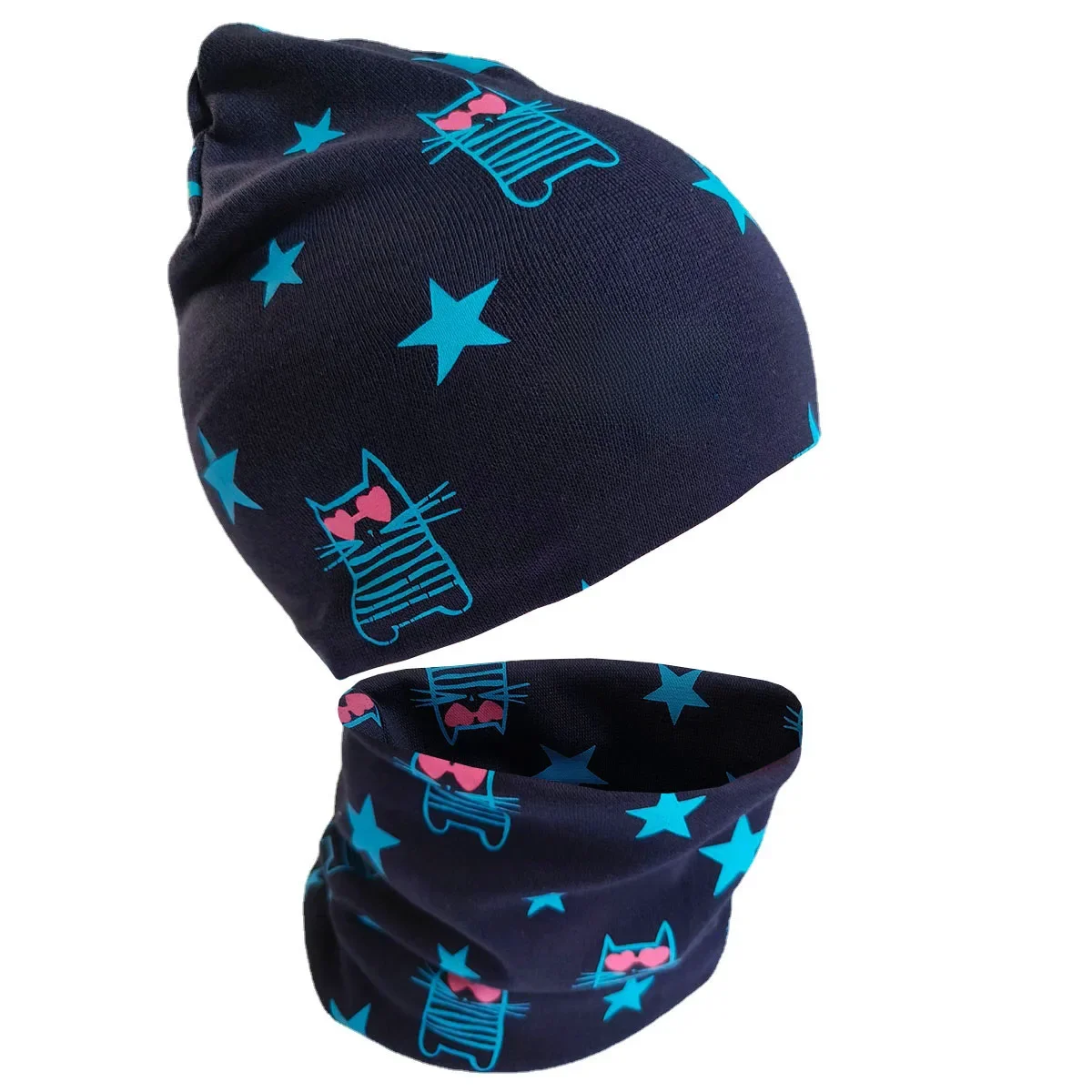 Jesienno-zimowy zestaw czapek dziecięcych Love Heart Cats Print Baby Girl Hat Boy Cap Infant Hat Scarf — zdjęcie 2