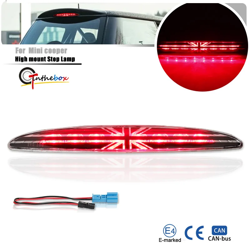 Car Accessories Red Union Jack logo LED Third Rear High Level Brake Stop Light For Mini Cooper R50 R53 2001-2006