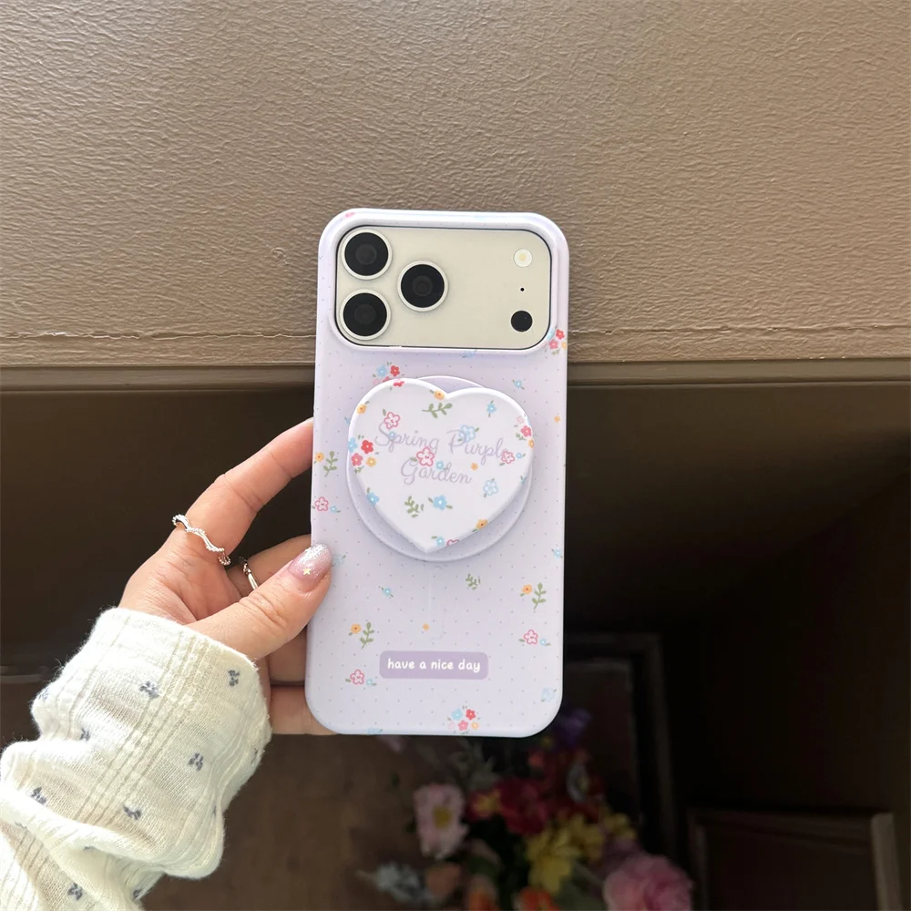 

The new INS purple floral belt FRO magnetic bracket case is suitable for iPhone 17 Pro Max 15/16 Pro 14promax/13 all incl Anti D