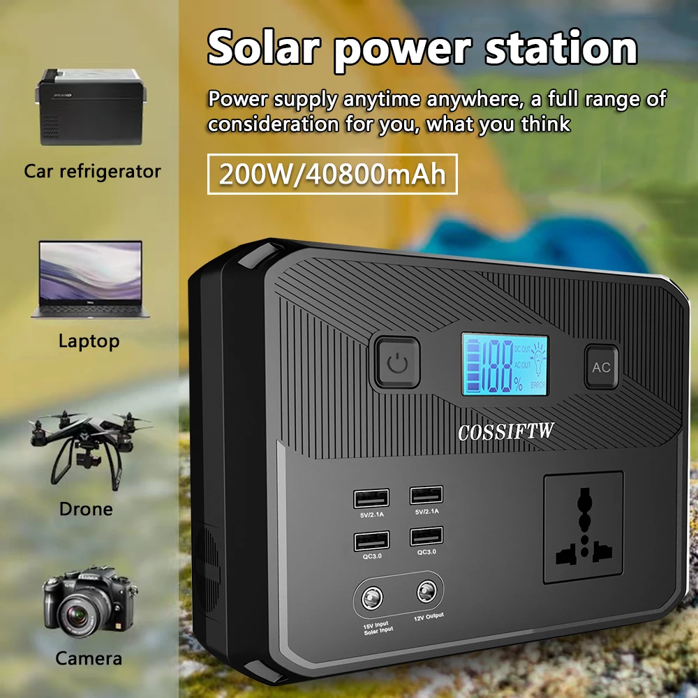 200W Portable Power Station 150Wh Backup Lifepo4 Battery 40800mAh Solar Generator with 220V AC Outlet for Home RV Camping