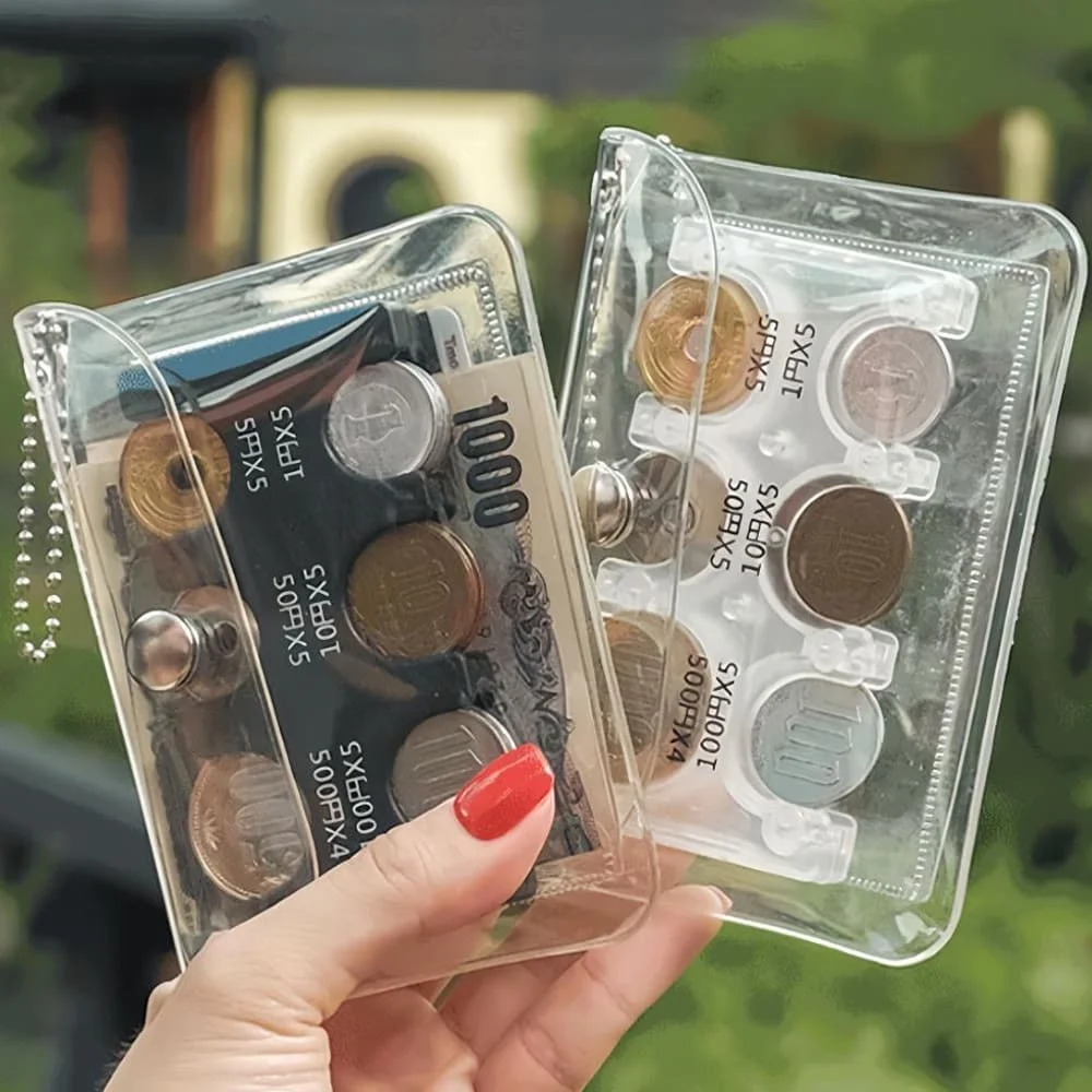 Soporte de bolsillo para monedas japonesas, monedero portátil de viaje, estuche para monedas yenes, anillo Kei, Simple para mantener los viajes al extranjero esenciales, 1 + 1