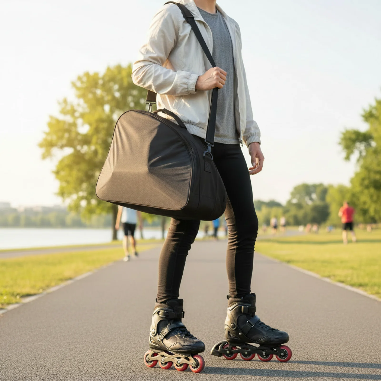 

Roller Skate Bag Portable Wheeled Roller Skate Bag with Adjustable Shoulder Strap Skates Covers Storage Handbag for Kids Adults
