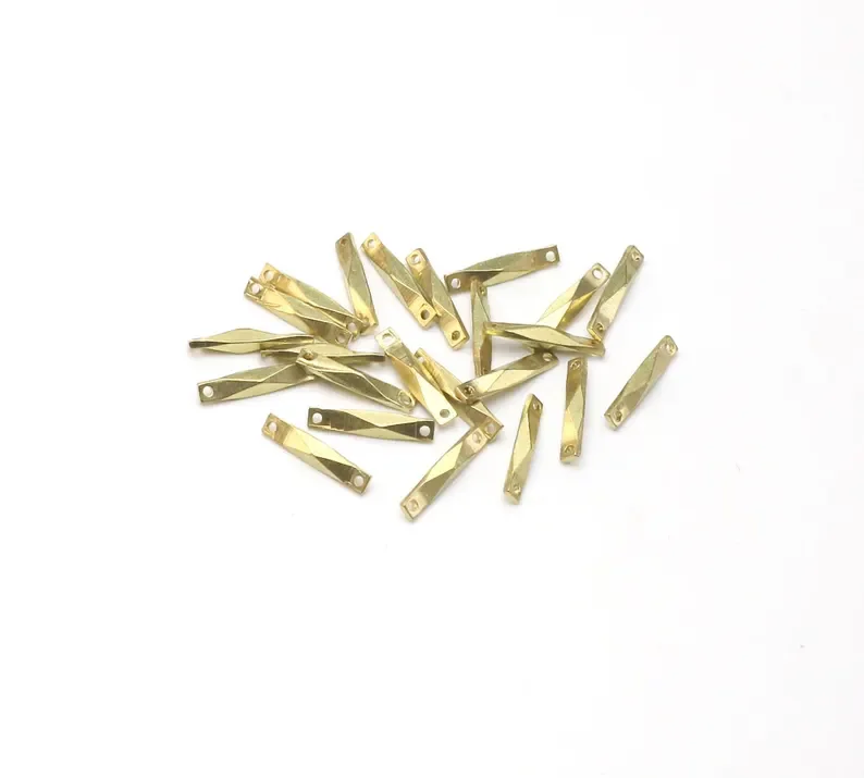 50pcs Brass Stick Charm, Link Chain Connector, Rhombus Hammered, Jewelry Making, 11.3mm, Jewelry Supplies - R2849
