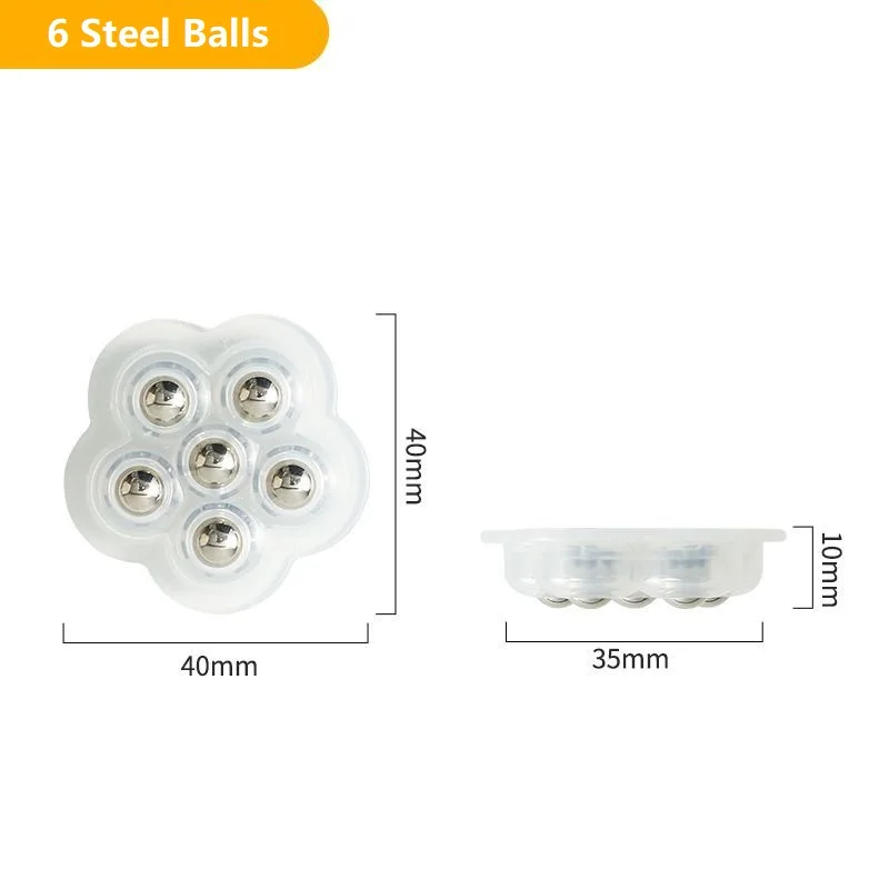 4-Pack 6-Ball Swivel Caster Wheels - No Drill Adhesive Universal Silent Rolling Wheels for Home Storage