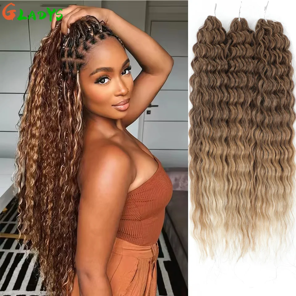 

Ariel Deep Water wave Crochet Curly Hair 22 inch Ombre Color Water Twist Braids 3pcs/lot Curly Bundles Synthetic Hair Extensions