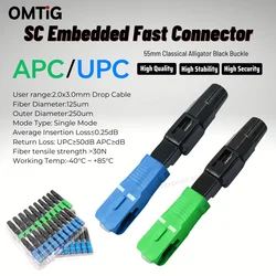 OMTiG-conector de fibra óptica de 10 piezas SC UPC APC, conector en frío FTTH, ensamblaje de campo integrado, conector rápido SC APC SM