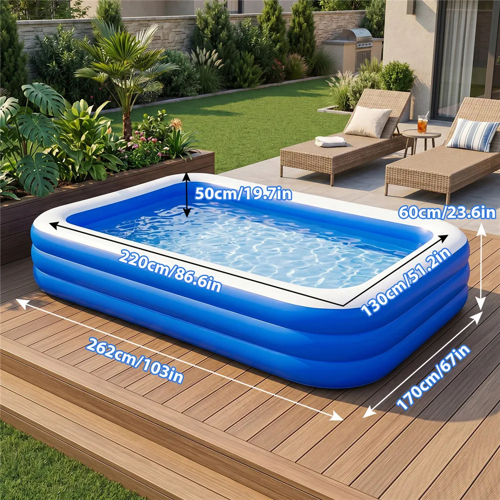 Der aufblasbare Familienpool ist langlebig und dicker, geeignet für große Schwimmbecken für Garten- und Rasenpartys, Schwimmbecken für Erwachsene und Kinder.