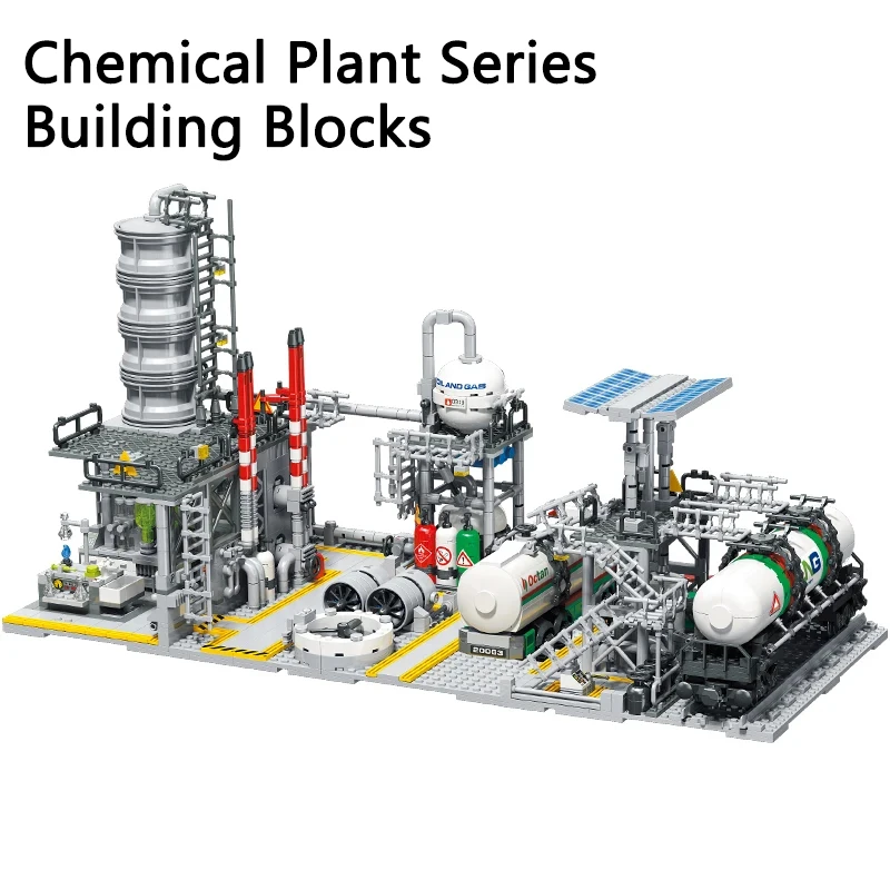 Chemical Plant Street View Building Blocks Natural Gas Storage Center Laboratory Transport Station 3 In 1 Model Bricks Kid Gifts