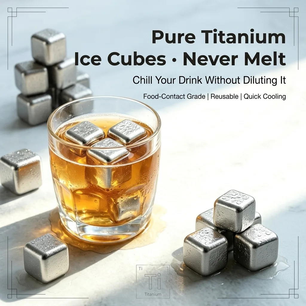 Taience Pure Titanium Ice Cubes Never Melt Reusable Whiskey Stones with Gift Box Food Grade Quick Cooling for Camping Bar
