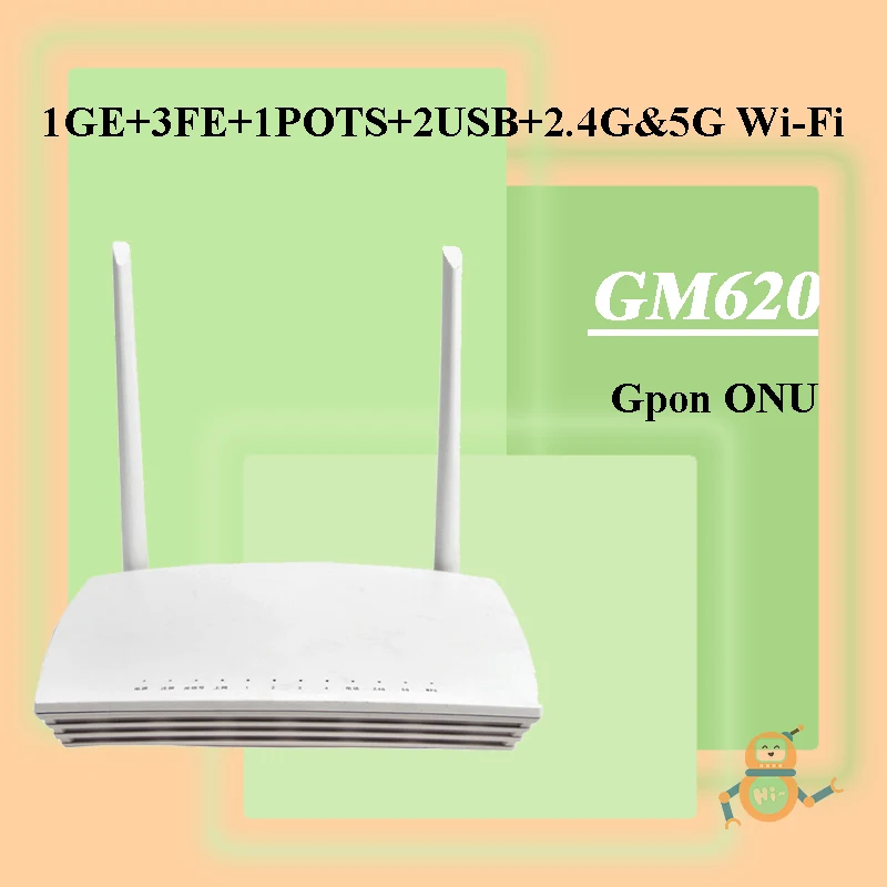 

Оригинальный Новый GM620 Gpon ONU FTTH 1GE + 3FE + 1 горшок + 2USB + Wi-Fi 2,4G & 5G двухдиапазонный оптический оптовая продажа