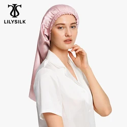 LILYSILK Silk Bonnet For Sleeping Pure 100 Women Luxury Extra Long Night Cap for Hair Care AccessoriesTurban Free Shipping