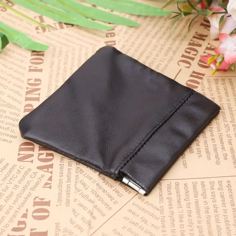 Men Ladies Genuine Leather Coin Top Purse Strong Metal Spring Closure