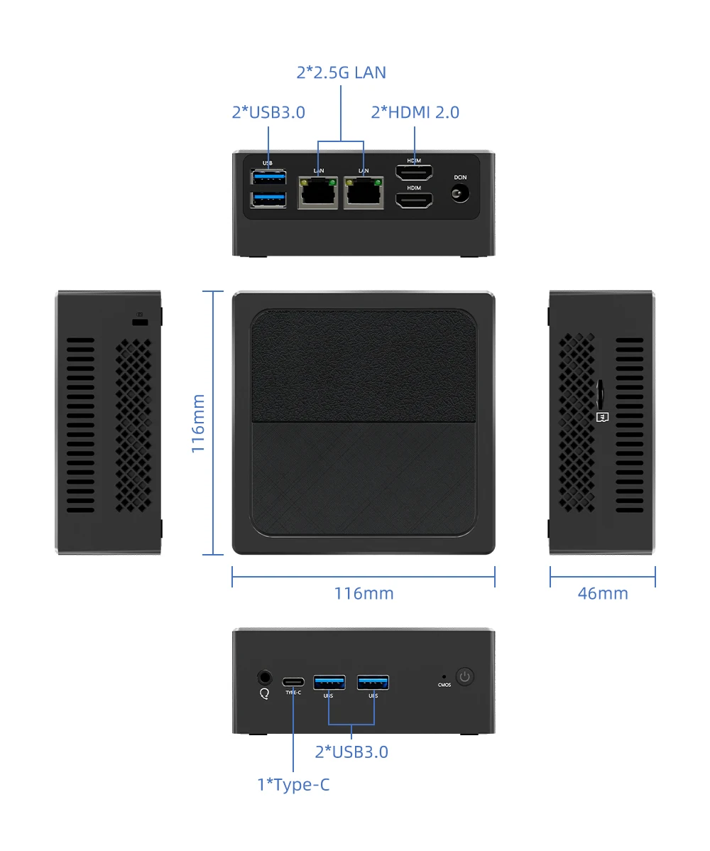 New 12Th Gen Mini Pc Windows11 Intel  N100 Processor 8Gb Ddr5 4800Mhz 256Gb Pocket 12V Dual Lan Mini Computer