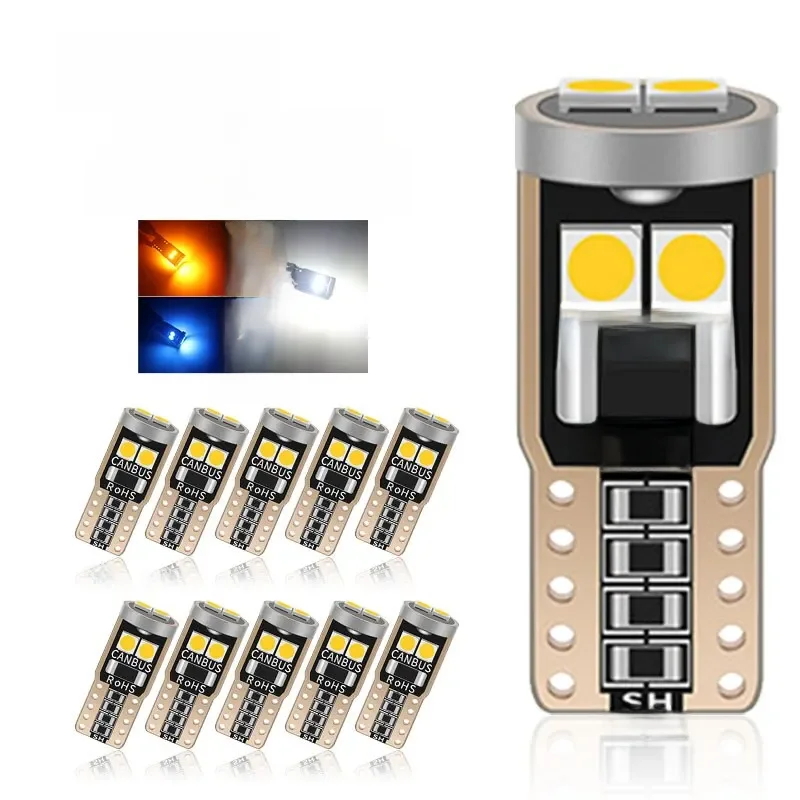 Feux de stationnement de voiture à LED super lumineuses, ampoules latérales de virage automatiques, Canbus No Brave, T10, W5W, 3030, 6smd, WY5W, 10 pièces