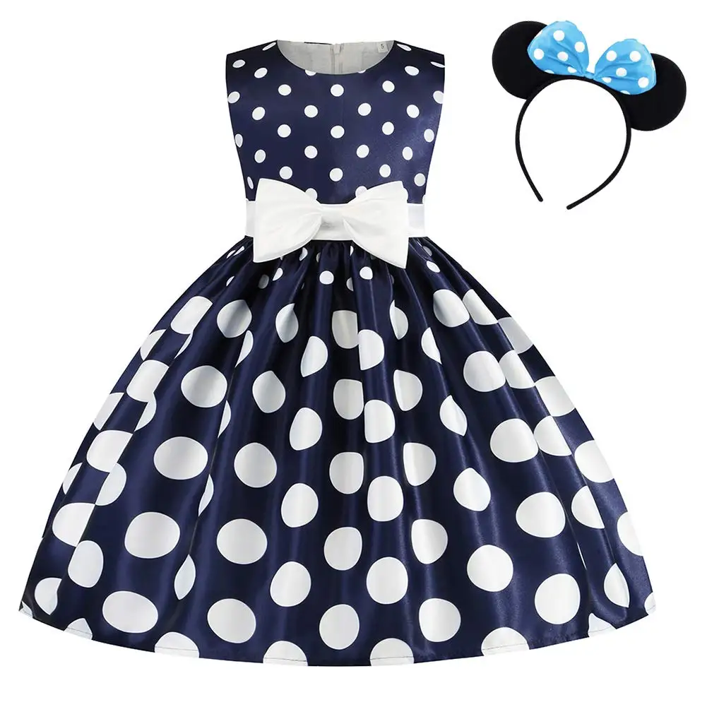 2024 Summer Children\'s Girls Minnie Princess Costume Retro Polka Dot Tutu Evening Dress Up Birthday Party Cosplay