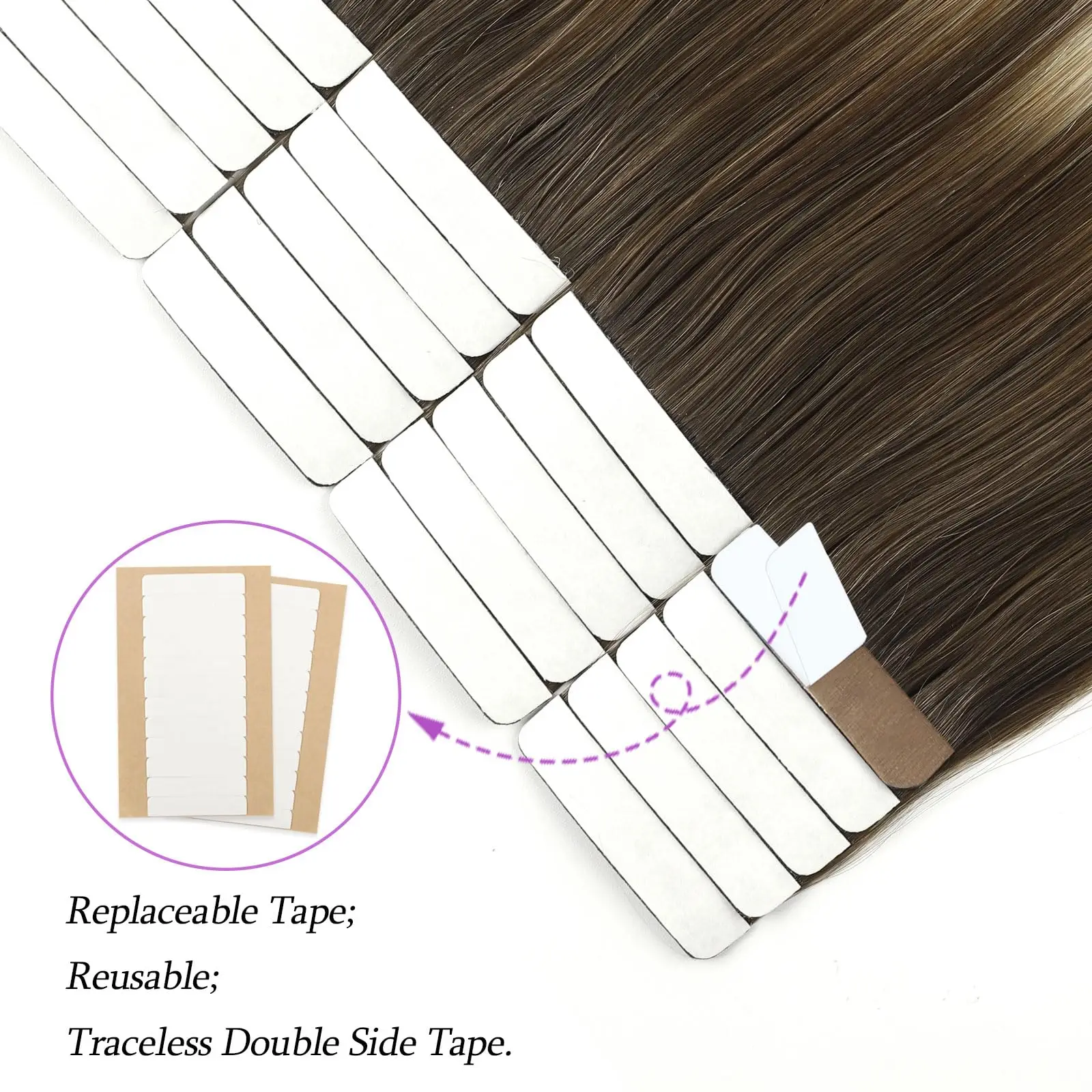 Sixstarhair 20 шт. лента для наращивания волос, человеческие волосы 50 г, 14/16/18/20/22 дюймов, лента для наращивания настоящих человеческих волос для женщин