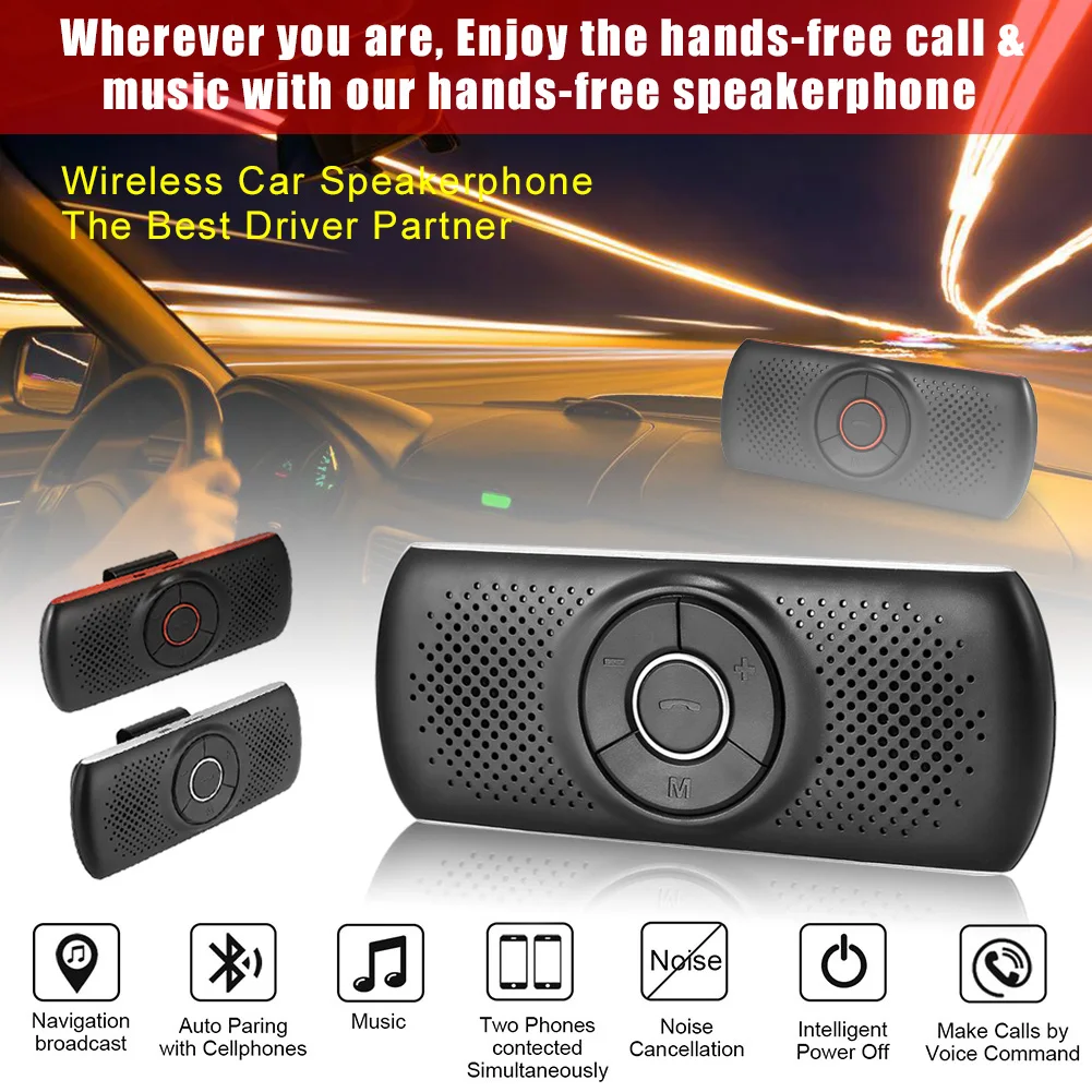 Wireless Bluetooth-Compatible Car Kit Set Handsfree Speakerphone Multipoint Sun Visor Speaker For Mobile Phone Smartphones