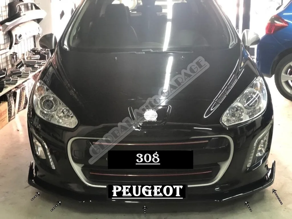 Pour Peugeot 308 – Lame de pare-chocs avant 2007-2020, noir brillant, diffuseur universel, spoiler, garde-boue