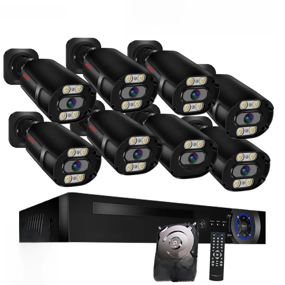 4K Beveiligingssysteem Nvr Kit Ultra Hd 8mp Poe Metalen Straat Waterdichte Audio Kleur Nachtzicht Cctv Videobewaking Camera Set - afbeelding 2