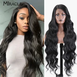 MIRACLE Synthetic Lace Wig for Women 36'' Wavy Deep Loose Wave Lace Front Wigs Ombre Blonde Wigs Side Part Cosplay Wig Fake Hair