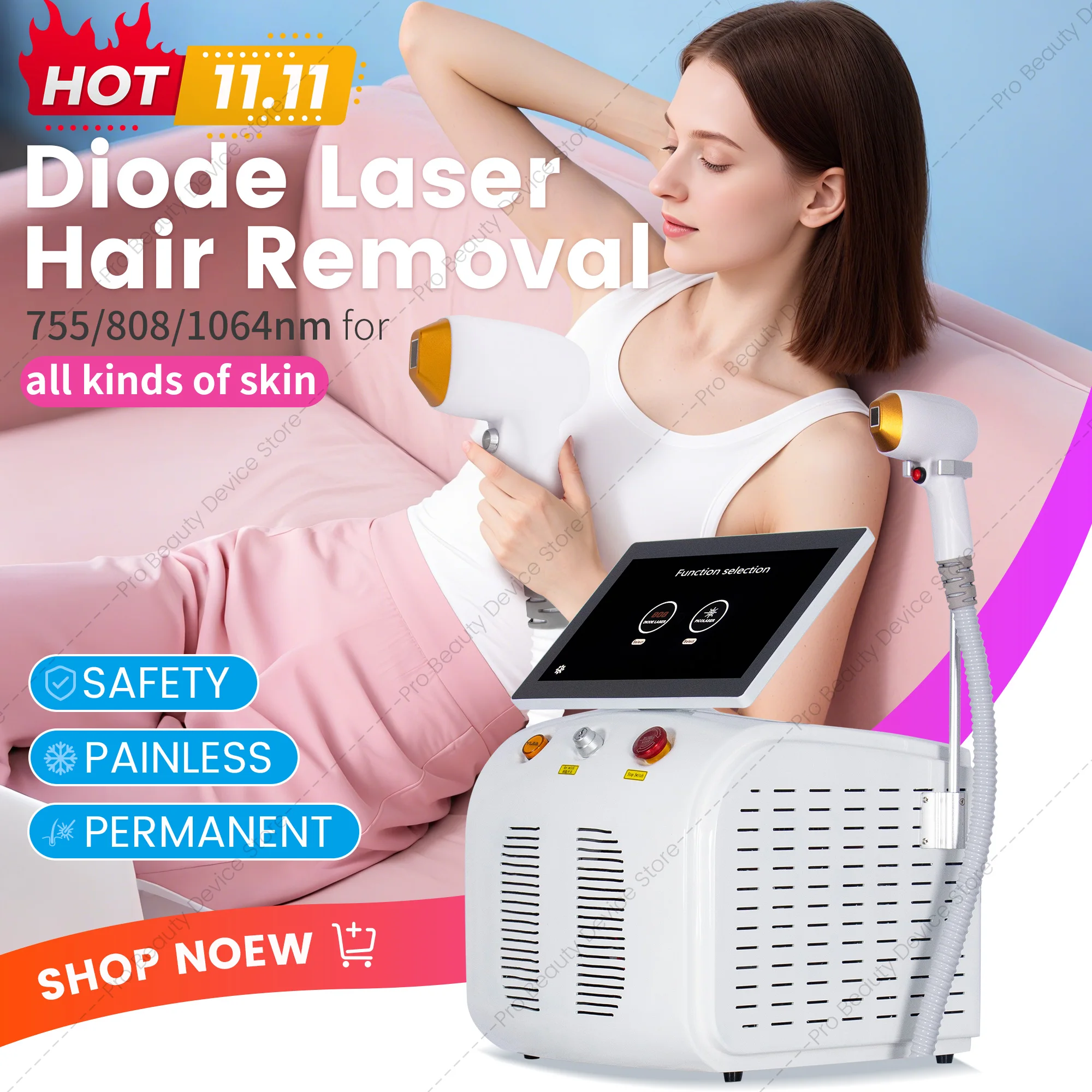 

Новейшая портативная лазерная безболезненная эпиляция всего тела, оснащенная 4-х волнами профессионального диода IPL из ледяного титана.