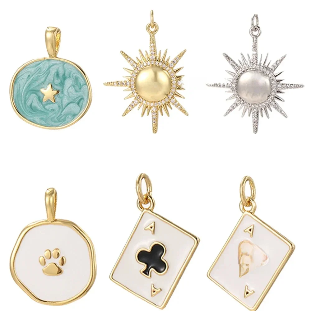 Sun Star Charms do tworzenia biżuterii Złoty kolor Poker Wisiorek Diy Bransoletka Naszyjnik Kolczyki Breloczek Akcesoria Żywiczne Charms — zdjęcie 2
