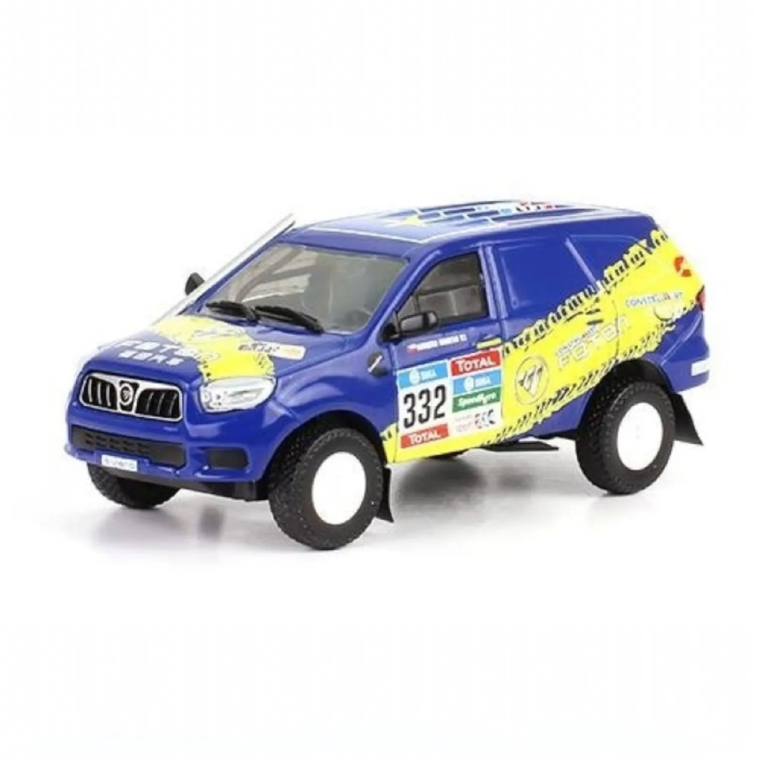 Salvat, Sauvana Véhicule SUV modifié pour la compétition d'endurance tout-terrain du Rallye de Dakar 2016, échelle 1:43, miniature en métal moulé sous pression, collection Dakar, sans emballage, emballage blister d'origine pouvant être froissé, base du modèle et année.