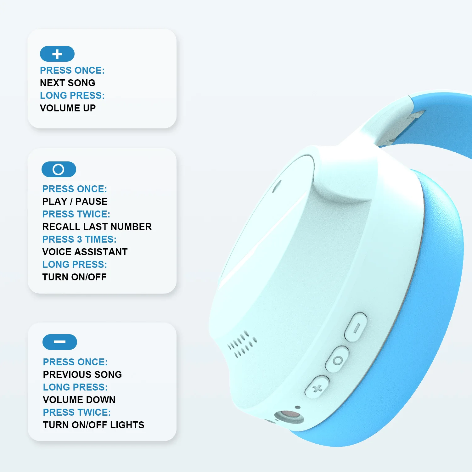 M9 LED Illuminated Bluetooth Headset Over-Ear Stereo Foldable Wireless Headset Ultra 350mAh 10 Hours Duration Low Latency