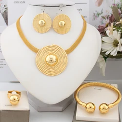 Elegant Golden Plated Necklace & Earring Set for Women – Party Wedding Fashion Jewelry Gift, Chic Accessories for Jewelry Lover