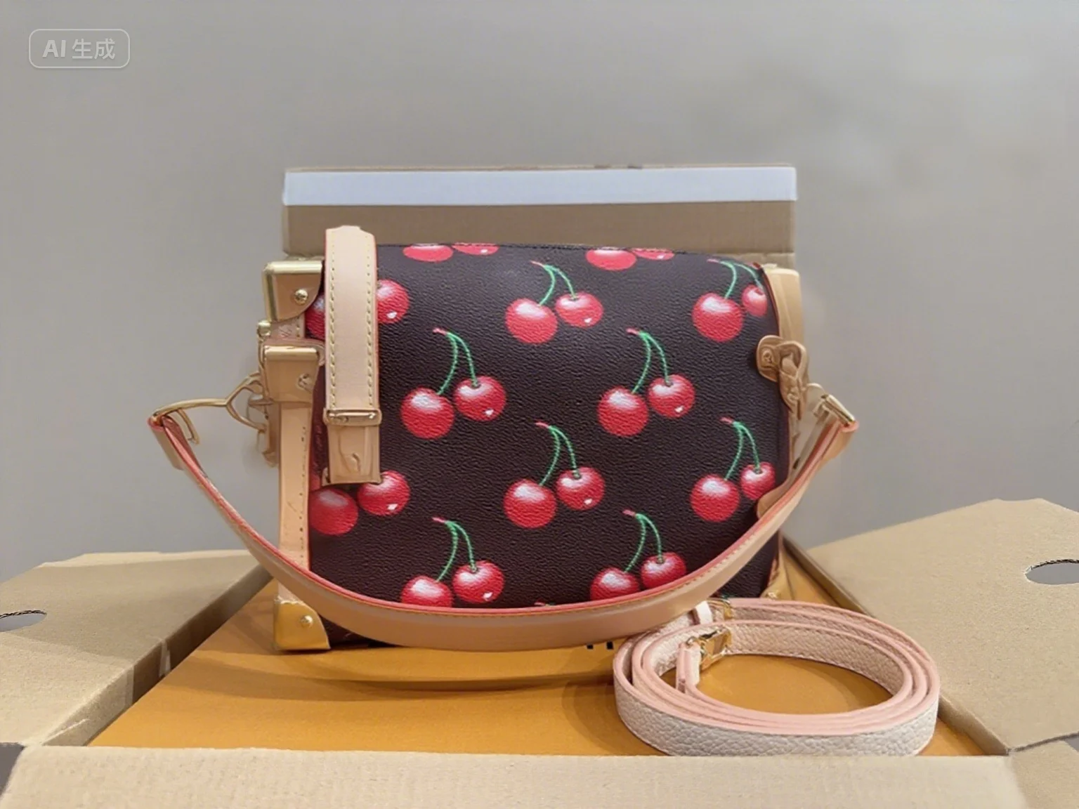 

2025 New 23x16 CM Fashionable Versatile bags leather cherry Portable can be carried on the shoulder no boxes