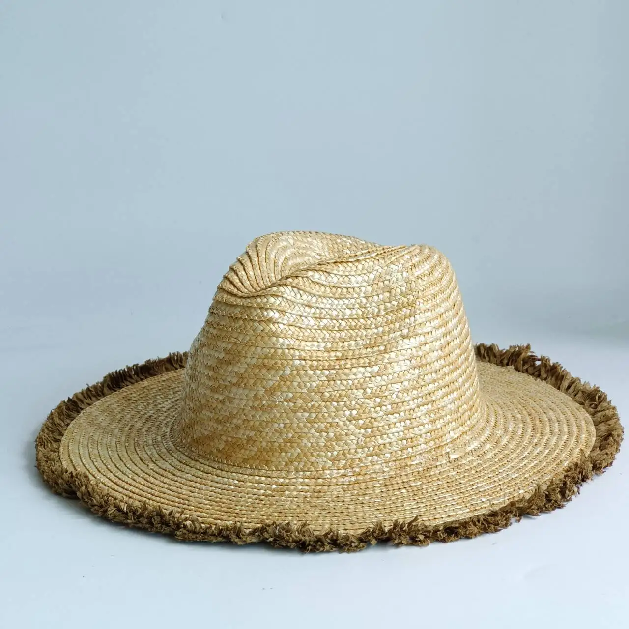 Image 3: Chapeau de soleil bohème en paille à bords effilochés, large bord, protection UV UPF50+, chapeau Fedora d'été pour la plage, pour femmes et hommes