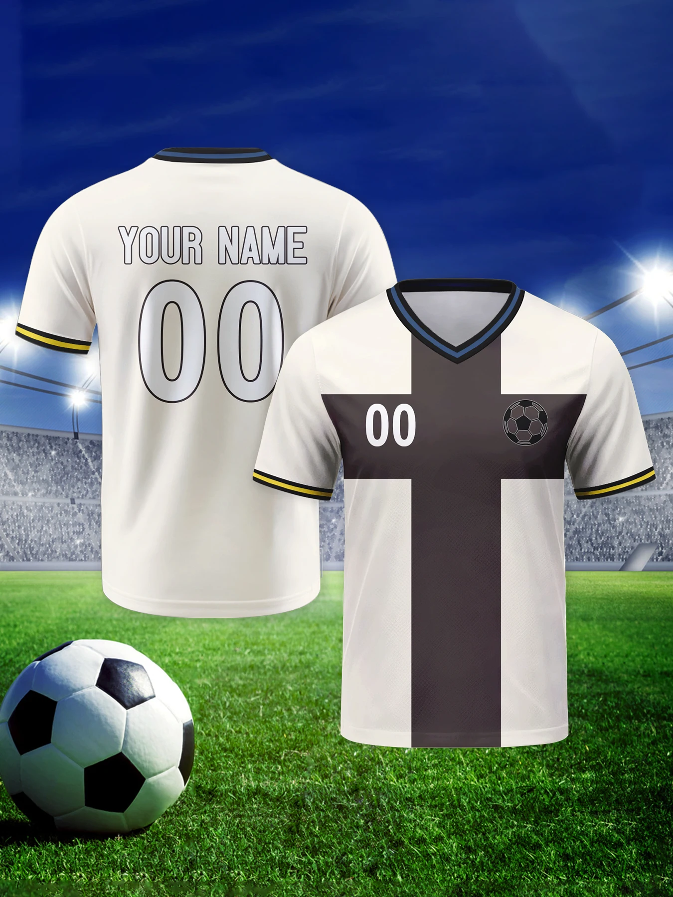 

Personalized Soccer Jersey with Name Number Logo Custom White Black Football Jerseys Soccer Team Top for Men Youth Women Fan