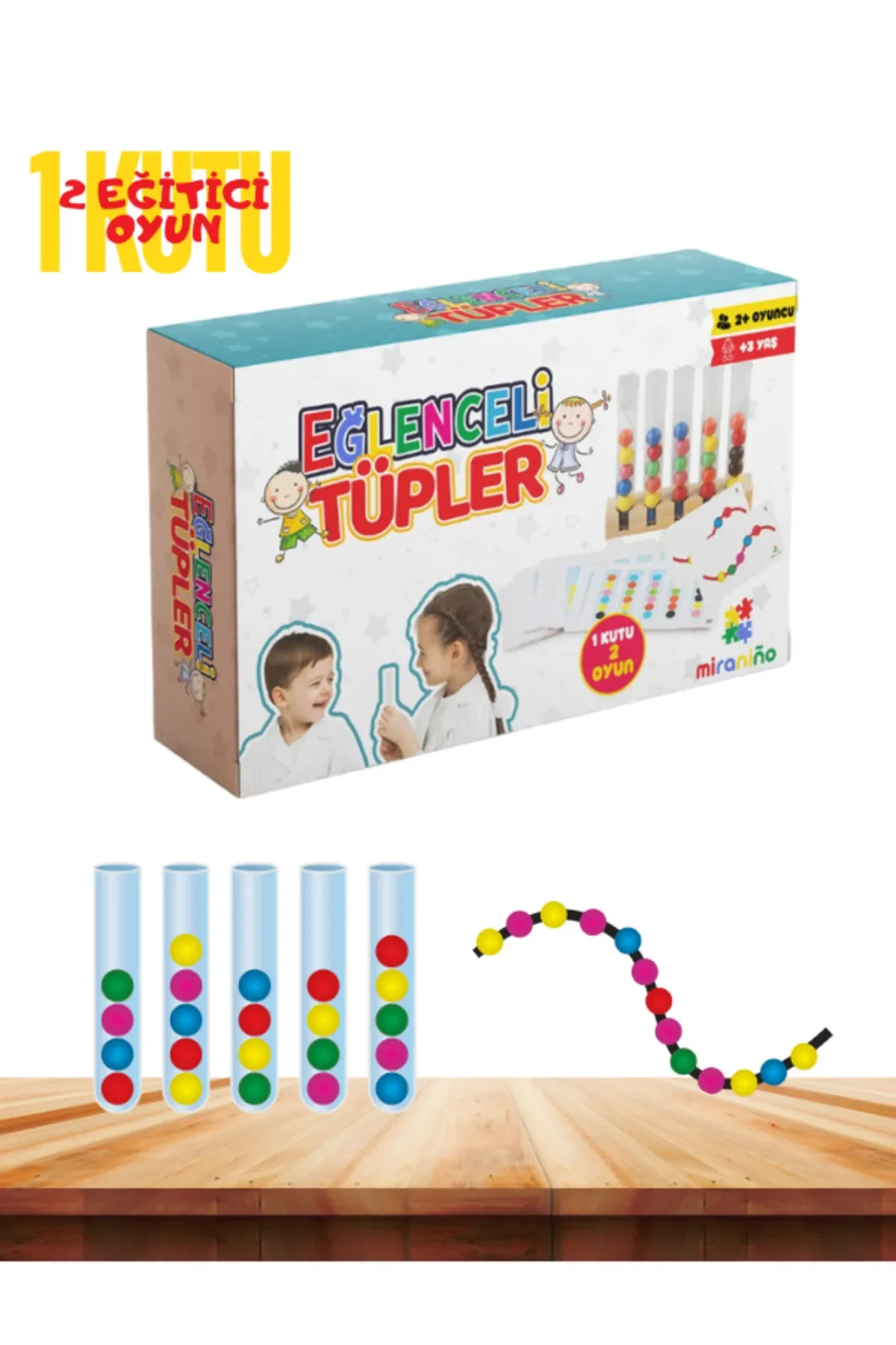 Fun Tubes Educational with Wooden Stand, Motor Development Visual Perception Hand Eye Skill Box Game