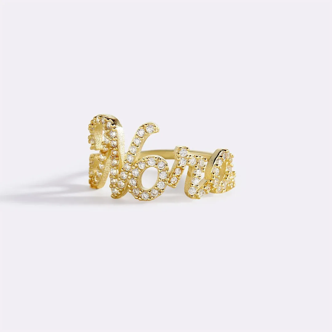 Custom Pave Name Ring with Name 925 Silver Personalized Name Ring Luxury Name Jewelry Gift for Women Wedding Gifts for Her