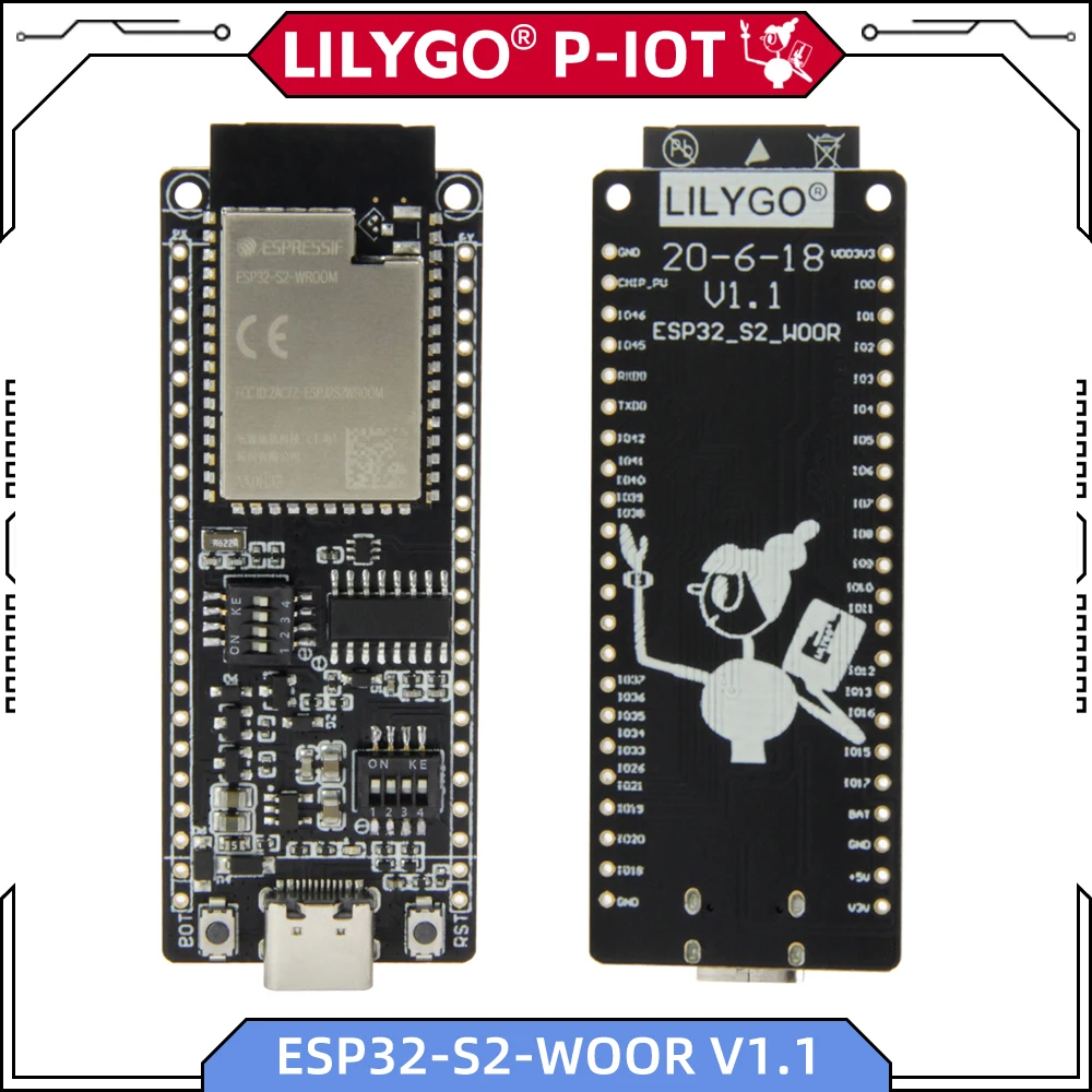 LILYGO® TTGO T8 ESP32-S2 V1.1 ESP32-S2-WOOR Development Board WIFI Wireless Module Type-C Connector TF Card Slot 4MB FLASH BOOT