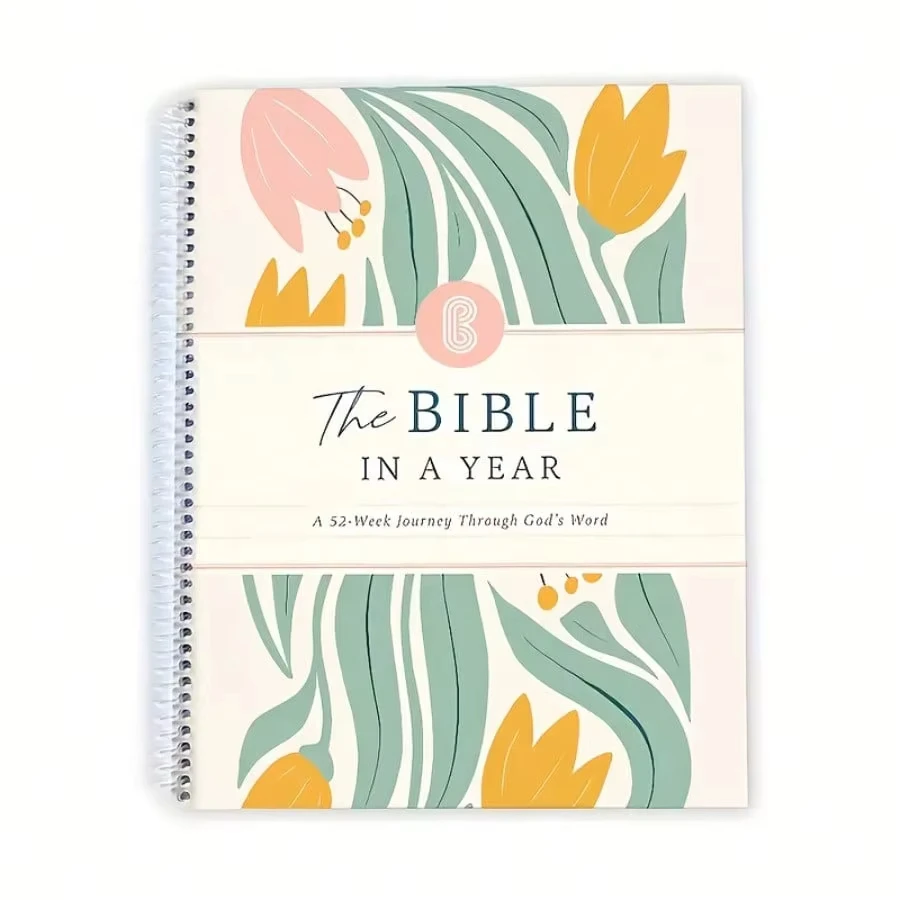 

The Bible In A Year 52-Week Devotional Journal Women's Bible Study Handbook Spiral Bound Scripture Prayer Reflection Notebook