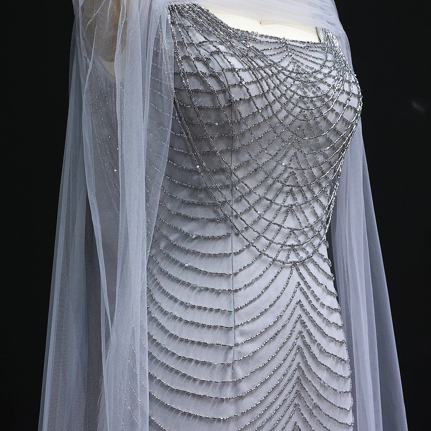 Sharon Said Luxury Beading Purple Evening Dress with Cape Sleeves for 2025 Dubai Elegant Party Gowns SS280 Customized image 5