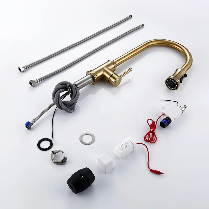 Touch Sensor Kitchen Faucet Smart Control Mixer Tap Pull Out Sprayer Single Handle Hot Cold Deck Mount Water Tap