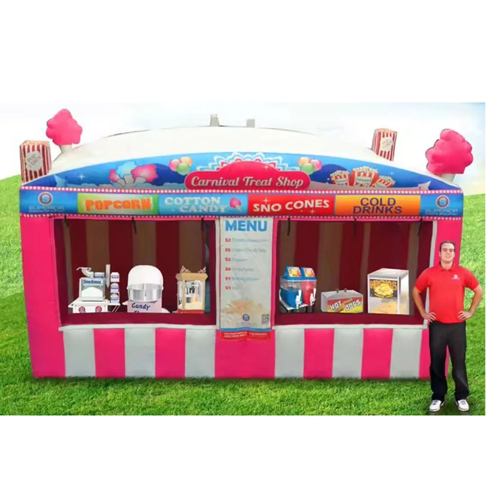 Soporte de tienda de campaña inflable para publicidad, tienda de golosinas portátil, tienda de dulces, tienda de palomitas de maíz, color rosa