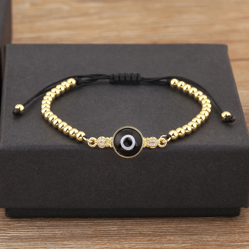 Nidin Classic New Design Round Beads Evil Eye Charm Bracelets Adjustable 6 Colors For Women Daily Party Jewelry Accessories Gift image 4