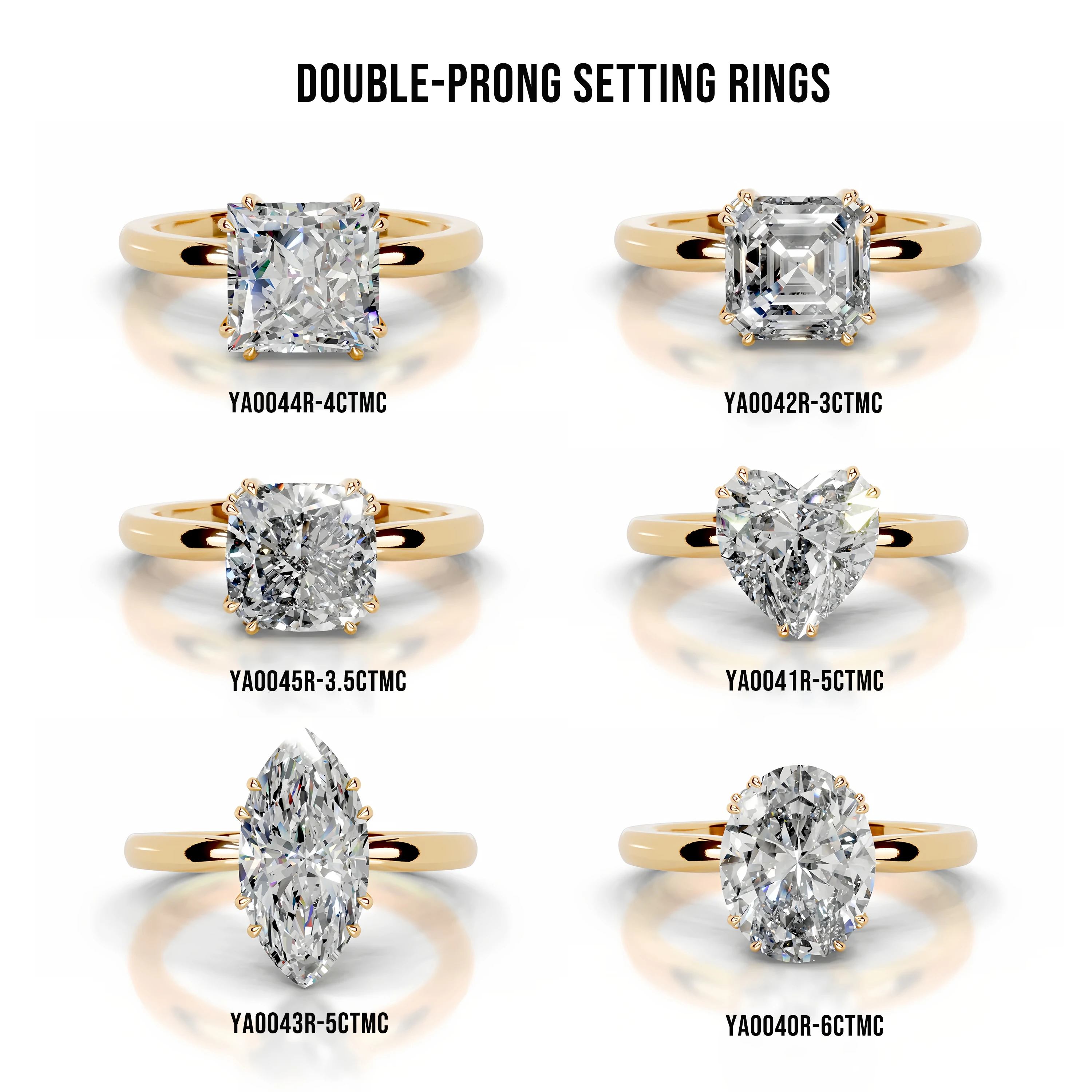 GEM'S BALLET 6CT 10x12mm Oval Moissanite Engagement Ring in 18K Gold Over 925 Sterling Silver DOUBLE-PRONG SETTING RINGS