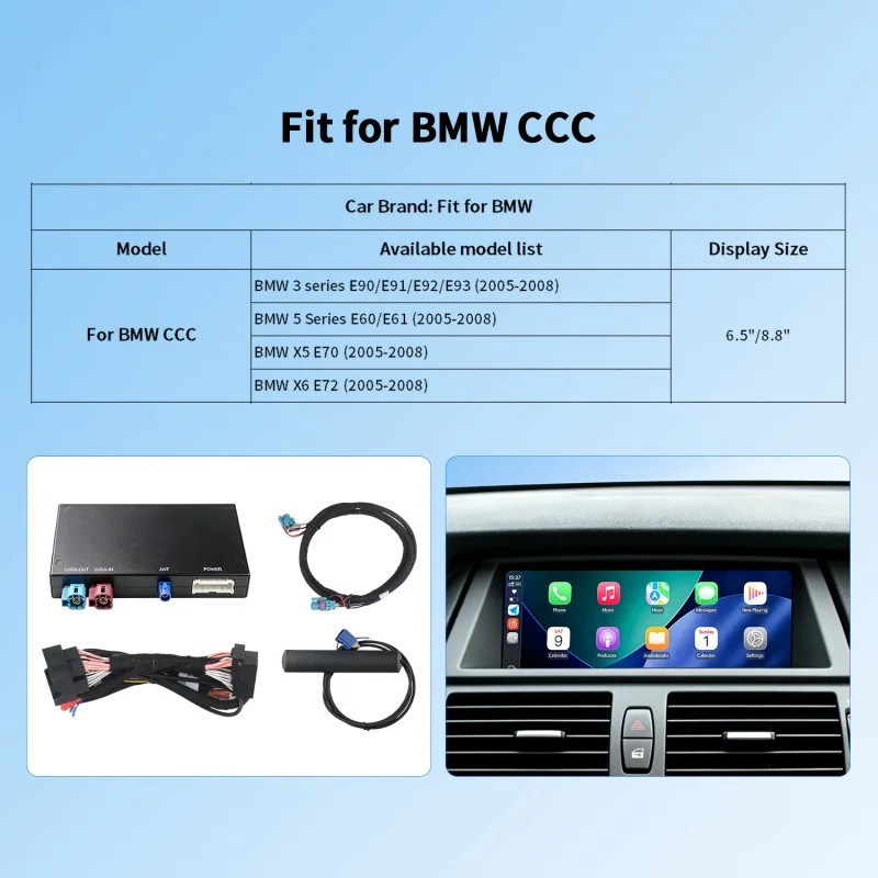 EASYGUARD Plug play Wireless CarPlay Android for BMW 3 series E90 E91 E92 E93 5 Series E60 E61 X5 E70 X6 E72 2005 2006 2007 2008