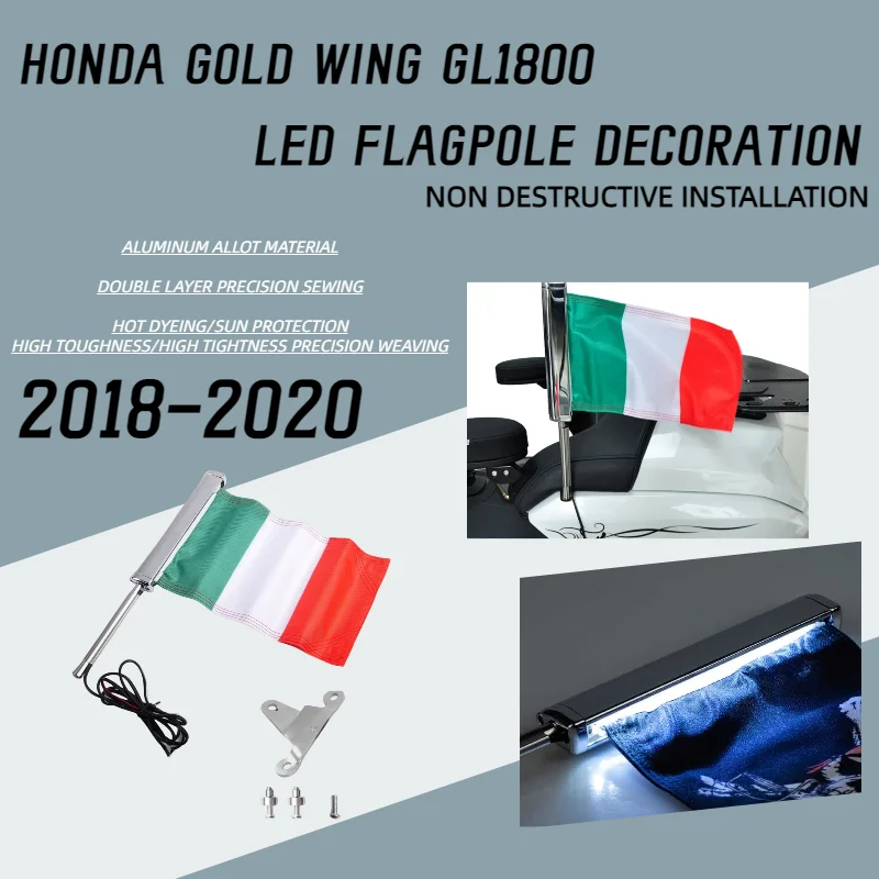 Gold wing GL1800 accesorios de motocicleta para honda, asta de bandera Popular, grupo de bandera LED para pasajeros de Italia, grupo de asta de bandera, PANICAL