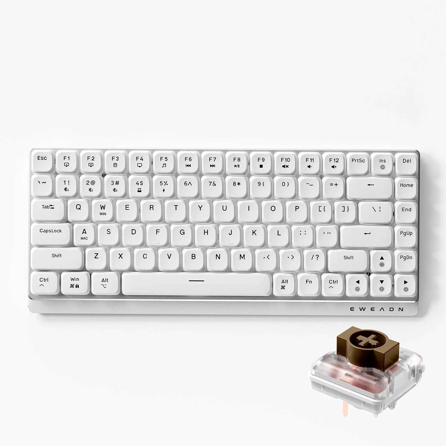 EWEADN MK84 Mechanical Keyboard Wireless Bluetooth Tri-mode Low-Profile Gaming Keyboard with White Backlight for Office Laptop