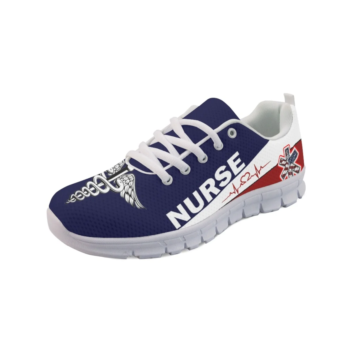 INSTANTARTS Fashion Nurse Shoes Paramedic EMT EMS Pattern Non-Slip Flat Shoes Lightweight Comfort Walking Sneakers Zapatos Mujer
