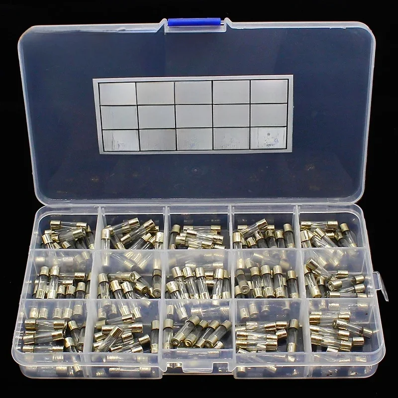 15Kinds 150pcs 5*20 Bezpieczniki szklane szybkozrywalne Bezpieczniki szklane samochodowe Różne zestawy 5X20 z pudełkiem Bezpieczniki domowe 0.1A-30A — zdjęcie 2