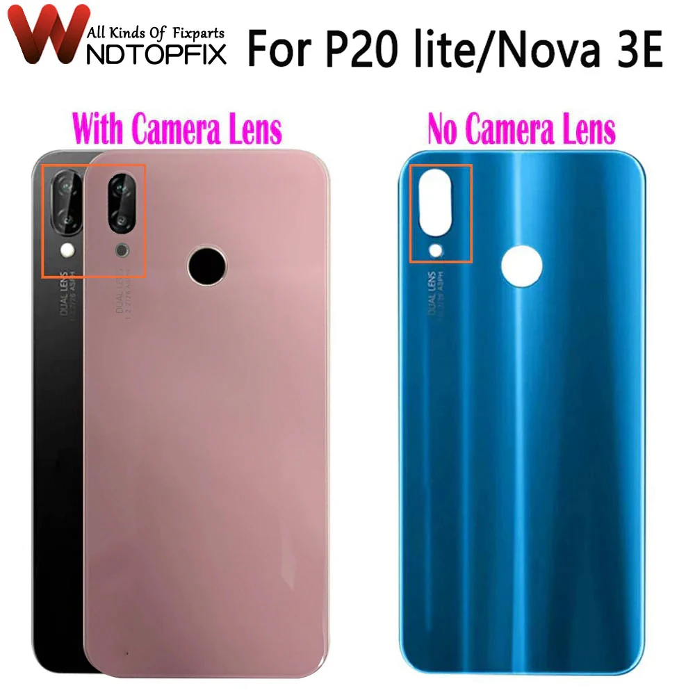 ฝาครอบแบตเตอรี่สำหรับ Huawei P20 Lite เคสฝาหลังกระจกด้านหลังเคสสำหรับ Huawei P20 Lite ฝาหลัง3E nova ฝาหลังพร้อมด้วยเลนส์กล้อง