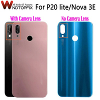 For Huawei P20 Lite Battery Cover Back Glass Door Housing Case For Huawei P20 Lite Back Cover Nova 3e Rear Cover WithCamera Lens