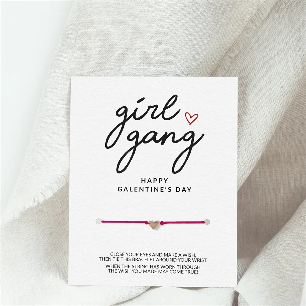 Girl Gang Make A Wish Bracelet, Galentines Day Gift for Friends, Galentines Day Card, Galentine's Day Party Favors, Galentines